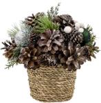 MagicHome Ikebana decorativa de Craciun naturala cu globuri verzi, 19x19 cm (8091430)
