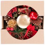 MagicHome Suport lumanare decorativ de Craciun cu cetina si floare, 15 cm (8091568)