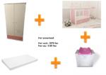 Klups Set mobilier camera bebelusi Klups Korona alb-roz cu patut, comoda si saltea (00089262) Saltea bebelusi