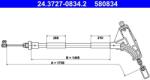 ATE Cablu, frana de parcare ATE 24.3727-0834.2 (24.3727-0834.2)