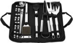 Brius Set accesorii gratar inox 20 piese cu furculita spatula cleste perie, rezistente la caldura, husa transport inclusa (BQ-0022)