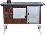 eSemineu Premium Terracotta Norbo Brown cast iron door in brown frame legs and silver doors 10kW left