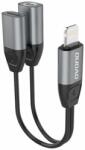 Dudao L17i adapter átalakító kábel Lightning - Lightning + 3, 5 mm mini jack (fülhallgató + töltő) (szürke)