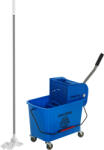 HOMCOM Găleată pentru mop cu stoarcere, panou separator și roți, capacitate 20 L pentru curățenie casnică 45x26, 5x70 cm albastru | Aosom Romania (720-027V00BU)