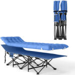 Outsunny Pat pliabil de camping cu saltea pernă buzunar lateral 190 x 65 x 37 cm până la 150 kg Albastru închis | Aosom Romania (A20-515V00DB)