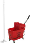 HOMCOM Găleată de mop cu stoarcător, panou separator și roți, capacitate 20 L pentru curățenie casnică 45x26, 5x70 cm roșu | Aosom Romania (720-027V00RD)