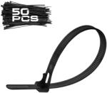 Bormann nylon kábelkötegelők nyíló 7, 5x200mm fekete 50db (BCR5088) (BCR5088)