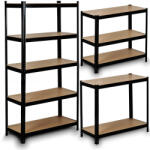Humberg Műhelypolc, Humberg HR-811, fekete, 150 x 75 x 30 cm, 5 polcos, acél, MDF polclapok, állítható polcmagasság, teherbírás: 150 kg/polc (TE4811)