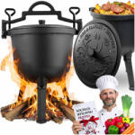 Berdsen Bogrács szett, Berdsen BD-482, fekete, 8 l, öntöttvas, magasság: 46 cm, háromlábbal, fedél szellőzőnyílással (TE348200)