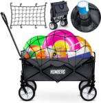 Humberg Strandkocsi, Humberg, HM-511, 80 l, fekete, 90 kg teherbírás, összecsukható, porszórt acél váz, kormányozható tengely, biztonsági hálóval (TE551100-2W1)