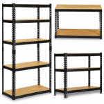 Humberg Műhelypolc, Humberg HR-854, fekete, 183 x 90 x 40 cm, 5 polcos, acél, MDF polclapok, állítható polcmagasság, teherbírás: 265 kg/polc (TE4854)