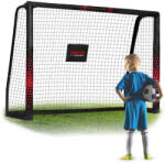 Neo-Sport Futballkapu, Neo-Sport NS-463, 180 x 120 x 60 cm, fekete-piros, fekete PE háló, fém váz, időjárásálló, keretvédő fedéllel, szerszám nélkül összeszerelhető (TE1463)