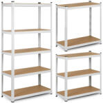 Humberg Műhelypolc, Humberg 4844, fehér, 180 x 90 x 30 cm, 5 polcos, acél, MDF polclapok, állítható polcmagasság, teherbírás: 175 kg/polc (TE4844)