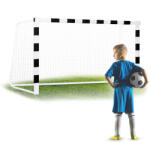 Neo-Sport Futballkapu, Neo-Sport NS-460, 300 x 160 x 90 cm, fekete-fehér, fehér PE háló, fém váz, időjárásálló, keretvédő fedéllel, szerszám nélkül összeszerelhető (TE1460)