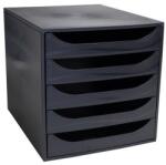 Exacompta Cutie pentru documente, plastic, cu 5 sertare, EXACOMPTA "Ecobox ExoBlack", neagră Dulap arhivare