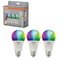 OSRAM Pachet 3 becuri inteligente LED RGBW OSRAM SMART+ MATTER, A100, 14W (100W), 1521 lm, dimabil, lumina alba si colorata, compatibil SMART+ App/Matter/Amazon Alexa/Google Assistant, conectare WiFi (2.4 G