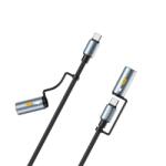  Cablu USB type C 4in1 60W lampa/bricheta T-T 1.2m brodat Negru, CC1001 (CABLE-USBC/USBC-CC1001/1-CHO)