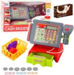 LEAN Toys Gyermek pénztár hang- és fényeffektekkel, kosárral és kiegészítőkkel (23359)