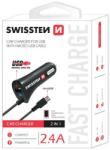 SWISSTEN CL 2.4A autós töltő MicroUSB kábellel Fekete