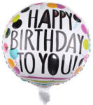 Mezőfi Team Kft Happy Birthday to you, fehér, lufis, gömb fólia lufi, 45 cm
