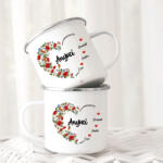 Deconline Crafts Anyák napi zománcozott bögre "Heart" egyedi névvel fém (DO-MD-1-ALU-MUG)