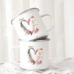 Deconline Crafts Anyák napi zománcozott bögre "Glitter Heart" egyedi névvel fém (DO-MD-3-ALU-MUG)