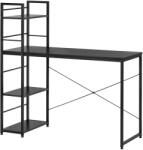 Sersimo Birou modern cu blat MDF si rafturi laterale, cadru metalic, 120 cm, negru (HF-0046)