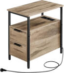 VASAGLE Noptiera VASAGLE maro cu priza integrata, 2 sertare si rafturi, 60x35x61 cm (EZ-LET325K01)