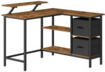 VASAGLE Birou de colt VASAGLE in forma L cu 2 sertare si suport monitor, maro rustic (EZ-LWD097B01)