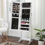 Songmics Oglinda de podea Songmics cu dulap pentru bijuterii si suport, alba, MDF, 152 cm (EZ-JJC69WT)