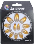 Janelove Set 12 Unghii False Degrade cu Sclipici, Janelove, Galben (VES2014)