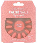 Technic Set 24 unghii false, cu adeziv inclus, Technic, False Nails, Squareletto, Pastel Coral (VES2594)
