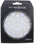 VV Meijiaer Set 12 Unghii False cu Sclipici, VV Meijiaer, Alb Sidefat (VES2005)