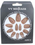VV Meijiaer Set 12 Unghii False cu Sclipici, VV Meijiaer, Gold (VES2013)