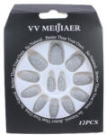 VV Meijiaer Set 12 Unghii False cu Sclipici, VV Meijiaer, Argintiu (VES2007)