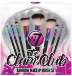 W7 Set 8 Pensule Machiaj, W7, The Clam Club Rainbow, Geanta depozitare inclusa (VES1464)