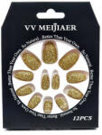 VV Meijiaer Set 12 Unghii False cu Sclipici, VV Meijiaer, Auriu (VES2004)