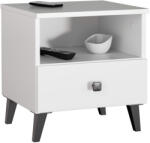 Akord Furniture Factory Comoda / noptiera MOBI K01 cu sertar si raft deschis, alb-negru, 40x37x43 cm (AK-52850347)