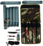  Baston Telescopic cu 7 Segmente, Agatatoare Dubla, Husa Textila, 3 Cutite Varf, Gri, 126 cm