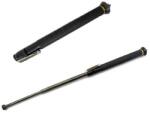  Baston telescopic automat profesional din otel, deschidere pe buton, 64 cm, 3 sectiuni, husa, cutie, maner cauciuc