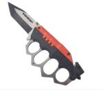  Pumnal tip box, rozeta autoaparare, cutit briceag, 23 cm, rosu si negru