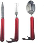  Set de Tacamuri, Lingura, Furculita si Cutit, Desfacator de Sticle, 16 cm, Rosii Tacam
