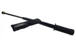  Baston telescopic din otel, 3 elementi, 47 cm, flexibil, elementi din arcuri, maner cauciuc, negru