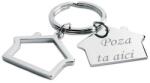 Breloc metalic gravat personalizat cu poza si textul tau. 2 case. 6x3 cm. argintiu