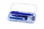  Trusa Set 8 de Geometrie in Cutie pentru Scoala, Plastic, Albastru
