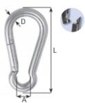 AQUINOX Rozsdamentes acél AISI 316 karabiner zárral - 60 x 6 mm (551552A)