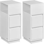 VASAGLE Set 2 noptiere inguste VASAGLE, 2 sertare si compartiment reversibil, albe (EZ-LET856W01)