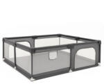 Sersimo Tarc de joaca pliabil pentru copii, intrare cu fermoar, 180x150x66 cm, gri (HA-7528)