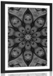 Dovido Poszter paszportuval hipnotikus mandala fekete fehérben - 20x30 silver