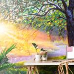 Dovido Öntapadó tapéta napkelte az erdőben - 147x99